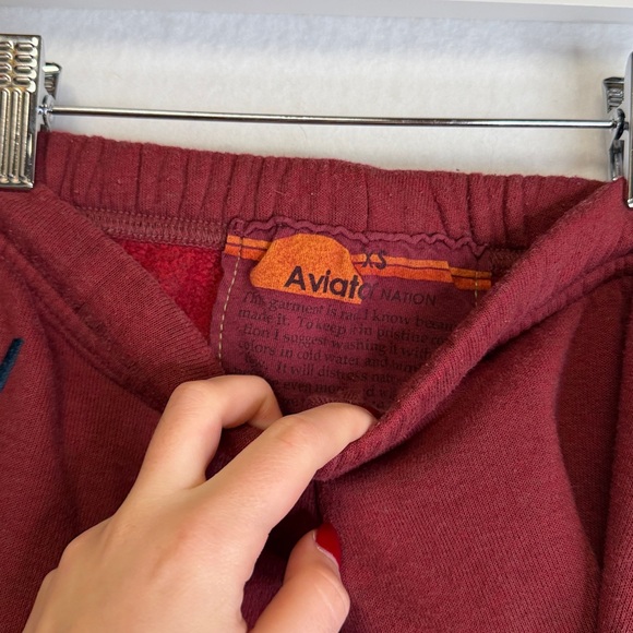 Aviator Nation 5 Stripe Zip Up Jogger Maroon SET - Picture 9 of 10